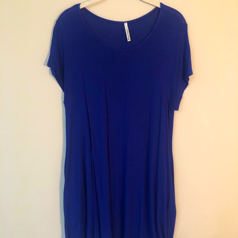 Royal Blue T-Shirt Dress with Pockets